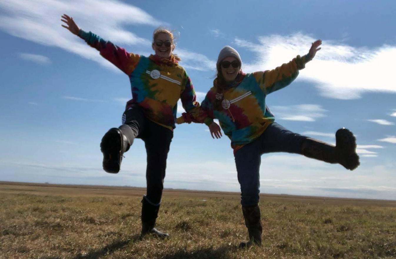 Student researchers having fun on the Tundra